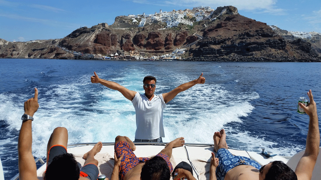 Santorini boat tour captain vasilis